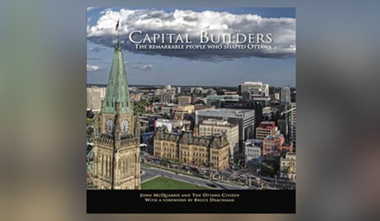 couverture d'un  livre qui a une image a vol d'oiseau d'Ottawa avec le titre Capital Builders