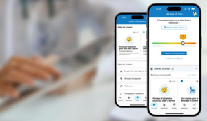 Un capture d'écran d'une solution numérique que les patients chez Bruyère peuvent maintenant ultiliser leur téléphone portable pour gérer la douleur