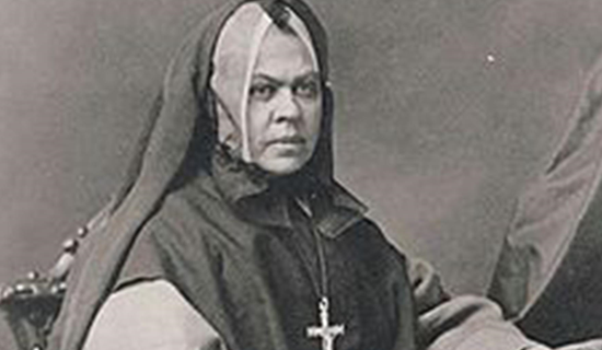 Mother Bruyere in a black and white picture