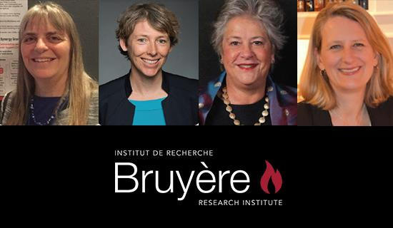 Four images of women with the Bruyère Research Institute logo