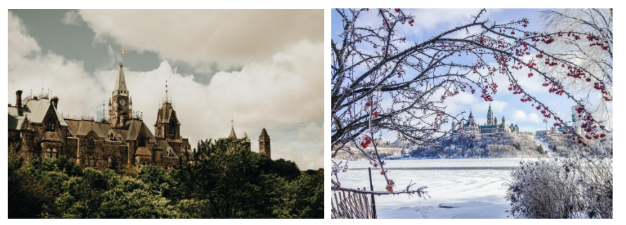 City of ottawa in winter and summer
