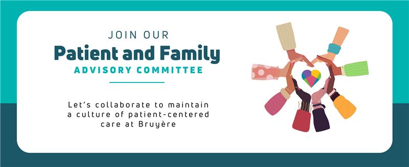 Banner inviting patients and families to join the Patient and Family Advisory Committee (PFAC).