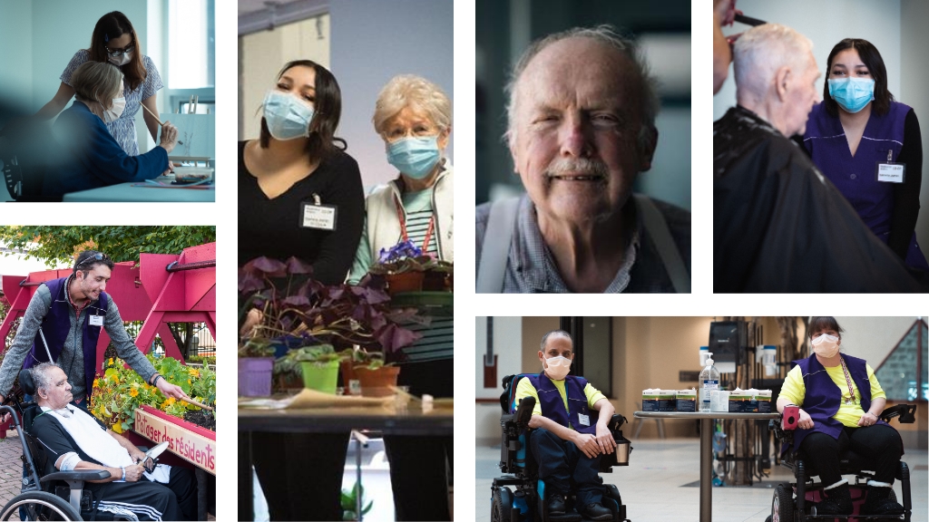 An image gallery showing volunteers doing various activities